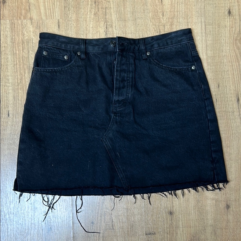 Glassons high waisted black denim mini skirt casual a-line